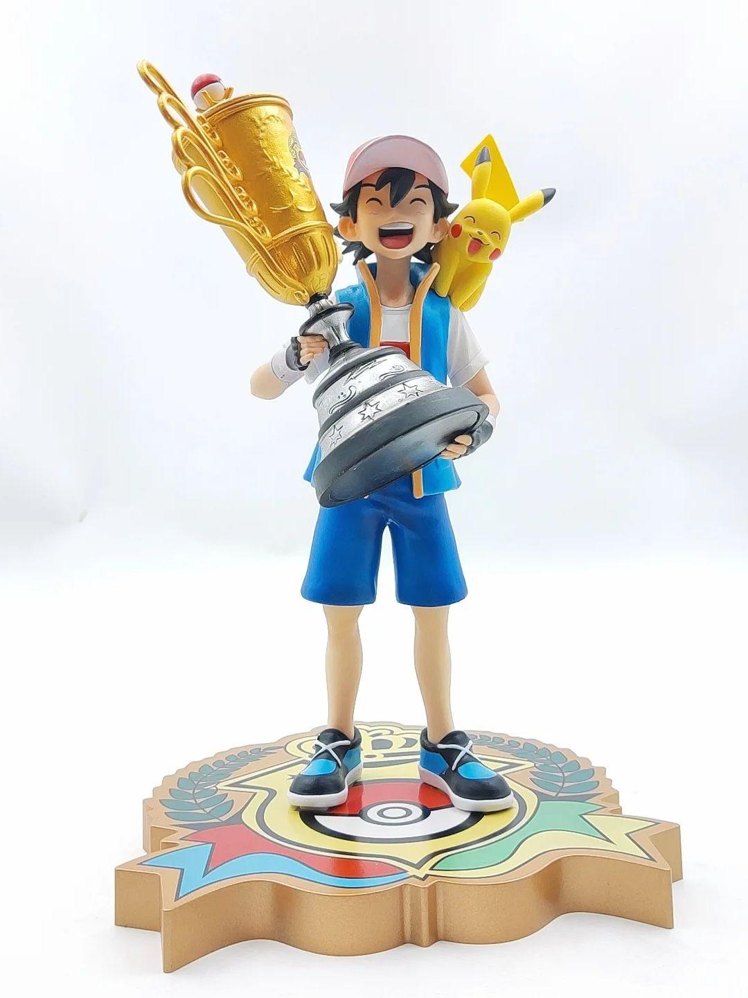 

Pokémon Anime Pokémon National Contest Champion Cup Golden Cup Ash Pikachu Anime Figure Model Birthday Gift 28CM
