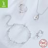 S925 Sterling Silver Star Ring Stud Earrings Jewelry Set, A Cold Wind Mango Star Bracelet For Women