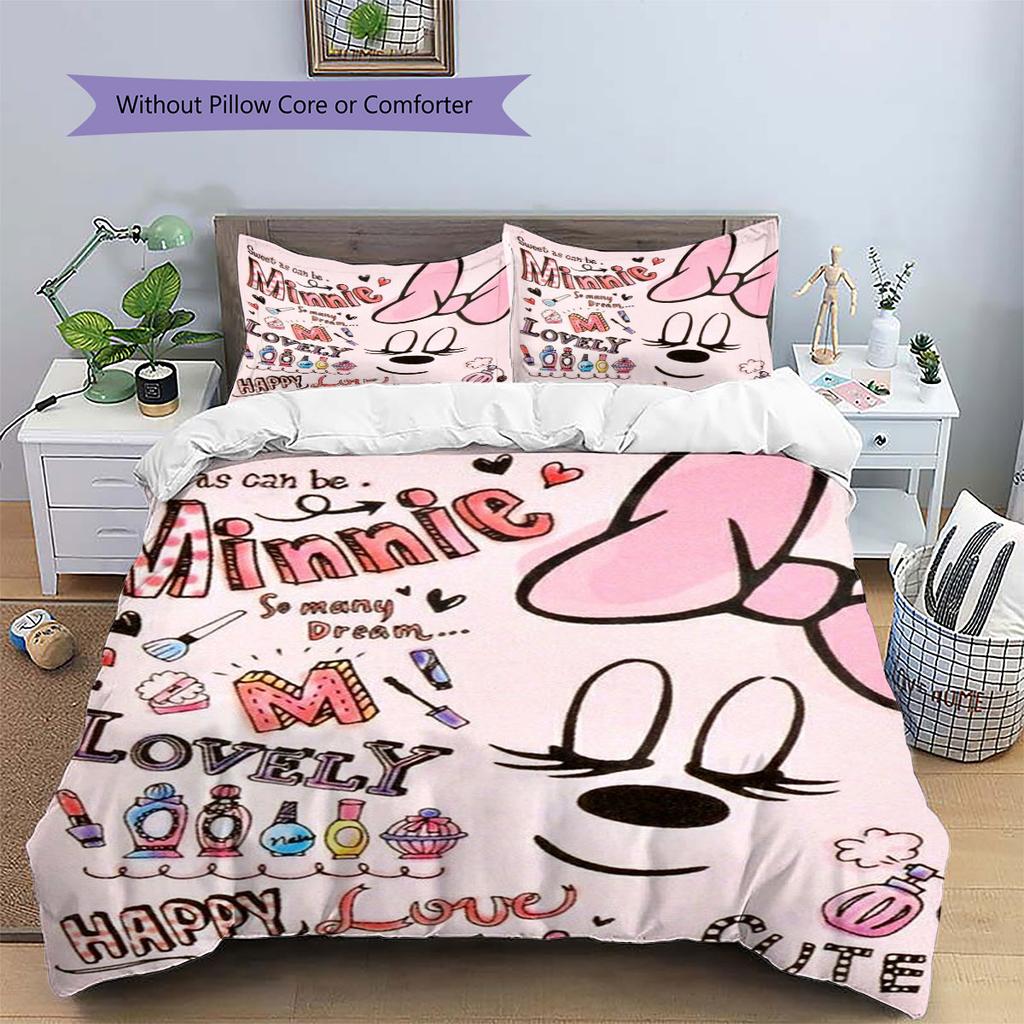 Sweet and Heart-themed Mickey & Minnie Couple Patterns – The Perfect Choice for Decorating A Child's Bedroom. Warm Bedding Set.