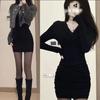 The New Hepburn Style Black Sexy Spice Dress for Children's Autumn Feeling Royal Sister Tight Hip Skirt
