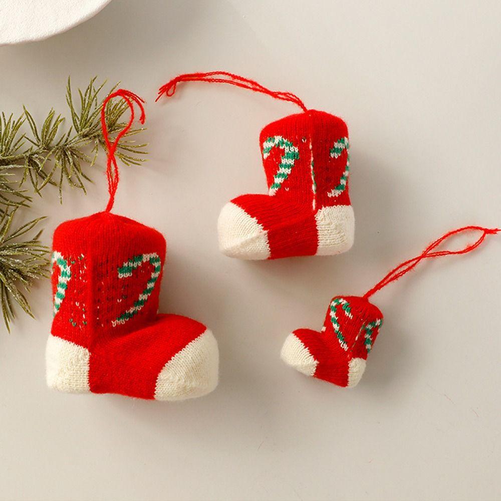 

Knitted Christmas Boots Pendant Colorful Christmas Tree Pendant New Year Decor S