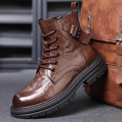 Winter Men's Genuine Leather Martin Boots – Warm, Versatile, Trendy Work Boots