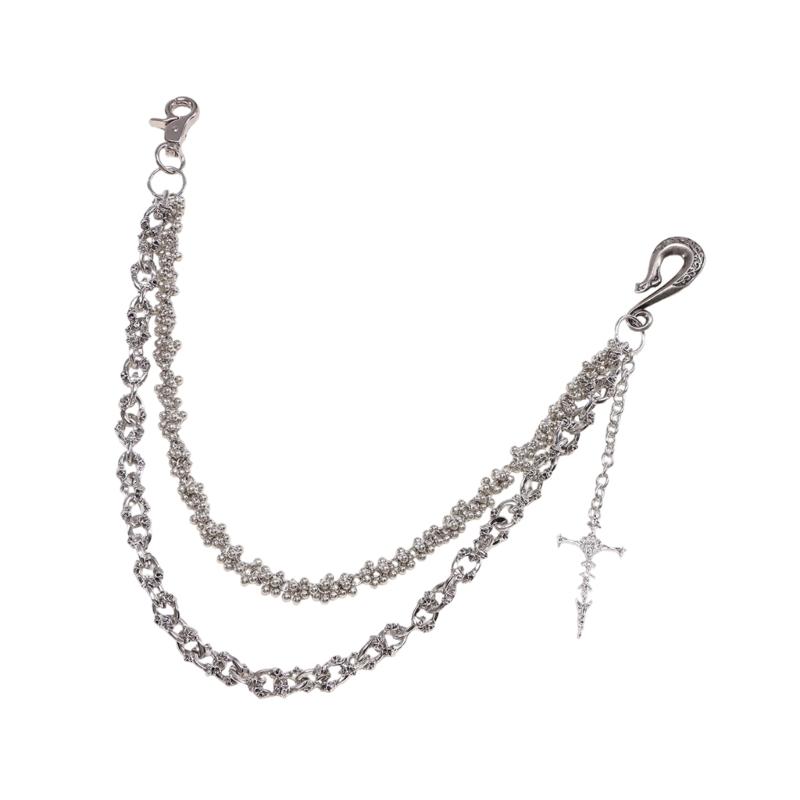

Double Layer Chain Belt Vintage Metal Body Jewelry Trouser Chain for Men and Women Alloy Unisex Gothic Waist Accessory 1