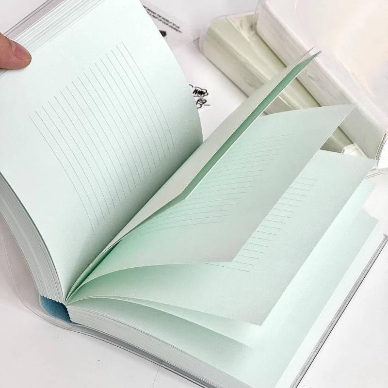 Macaron Verdicktes Notizbuch 400 Seiten Große Kapazität Transparente Kunststoffhülle Notizbuch Schüler Büro Schreibjournal