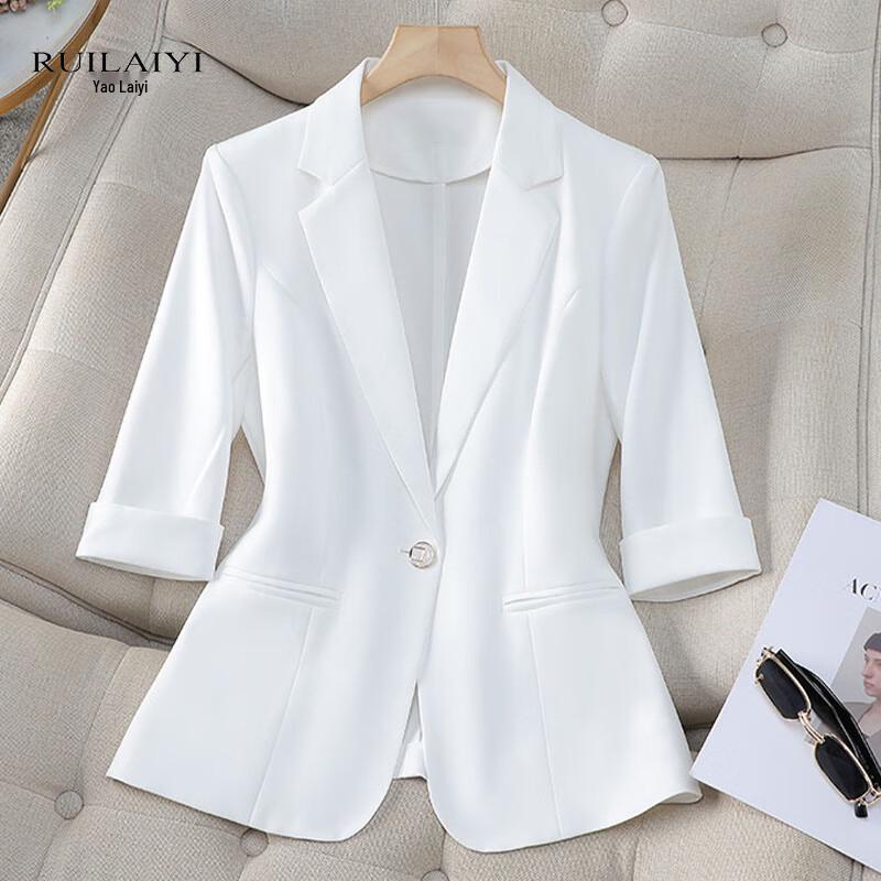 

RUILAIYI Women s Solid Seven-Sleeve Blazer L