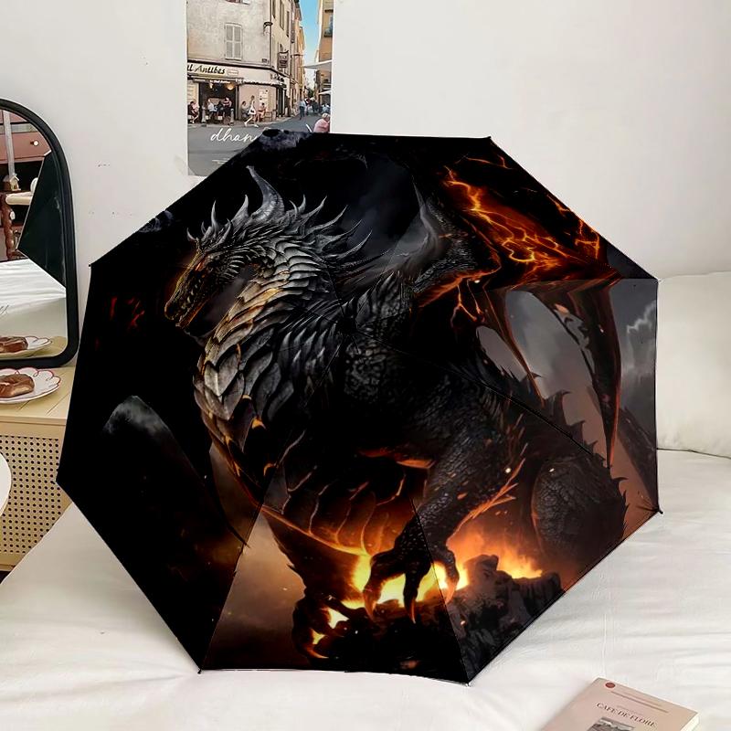 Yin-yang Dragons Moon Umbrella 8-Frame for Travel, camping, Casual Lightweight Portable Umbrella, Essential for every family Holidays Gift