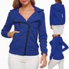 Dames En Winter Casual Losse Effen Kleur Schuine Rits Lange Mouw Warme Hoodie Knopen Zak Plus Trui Jas