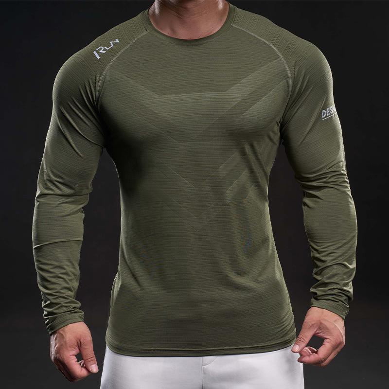 New Spring Long-sleeved T-shirt Men's Casual Sports Base Shirt Men's Youth Quick-dry Men's T-shirt