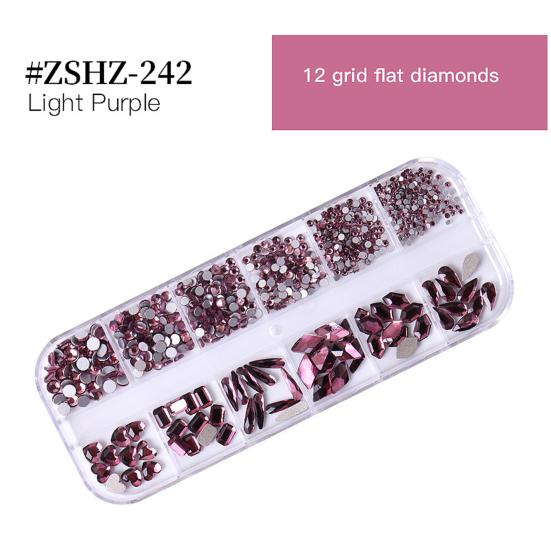 1 Set 12 Grids Nail Assorted Shape Glass Art Rhinestone Kit Flatback Rhinestone DIY Nail Design