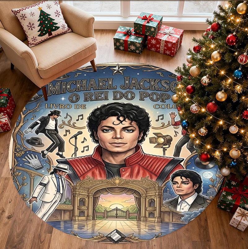 Covor rotund cu model Michael Jackson, Covoraș de interior/exterior, pentru picnic, sală de jocuri, dormitor, birou, sufragerie, Covor pentru decorarea casei, Cadou de ziua de naștere