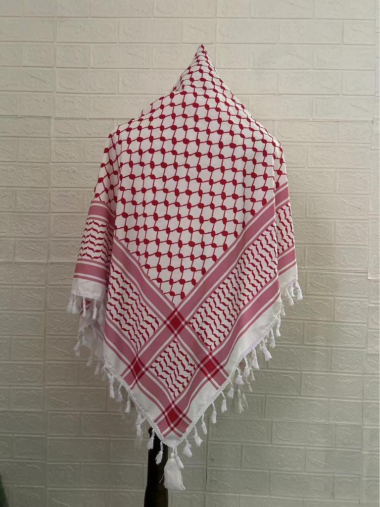 New Four-Sided Tassel Arabic Headscarf - Square Tactical Scarf for Outdoor Muslim Wear