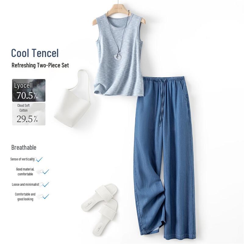 IHIMI Women s Relaxed Fit Tencel Two-Piece Casual Set XL