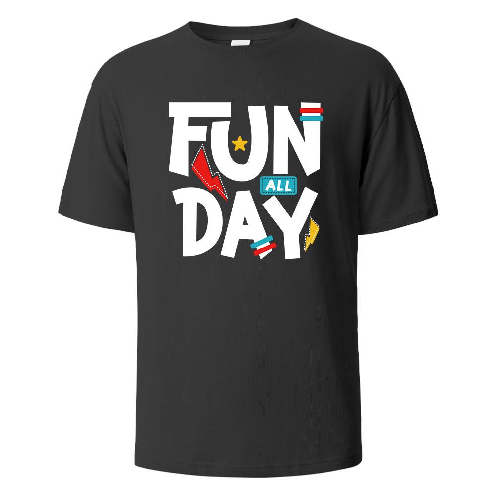 Summer men's fun printed 100% pure cotton comfortable, breathable, sweat absorbing round neck short sleeved T-shirt