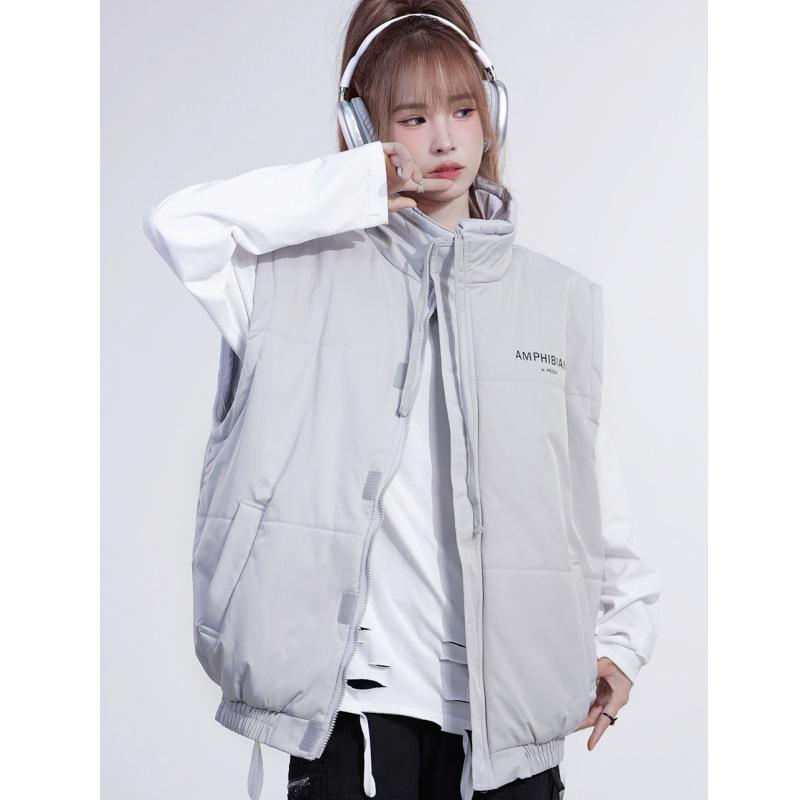 

Removable Sleeves Cotton Jacket for Men and Women Winter Thickened Warm Loose Couple s Jacket S бежевый