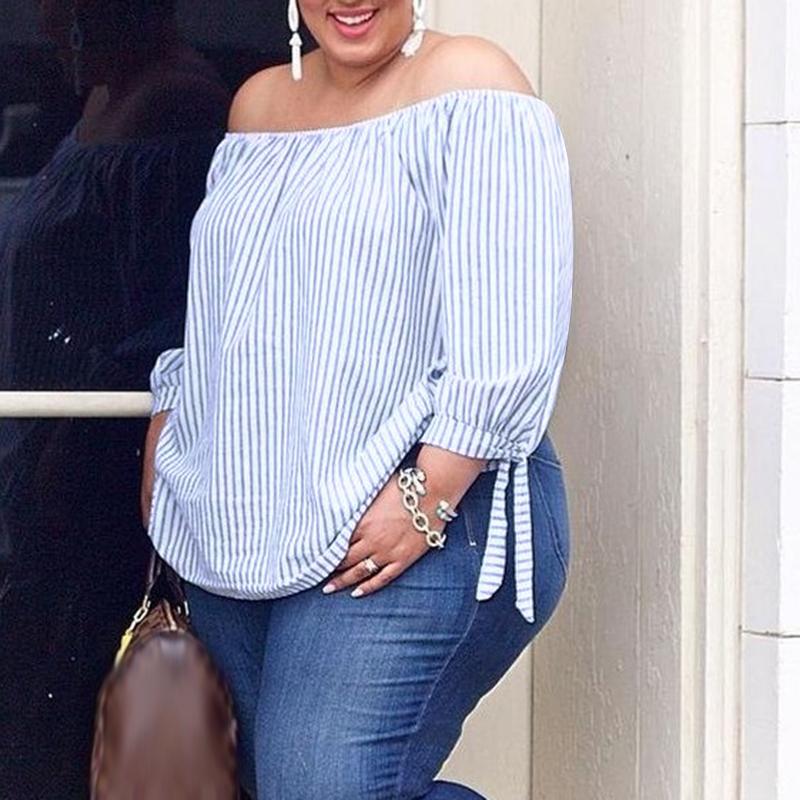 VONDA Women's One Shoulder Striped Top