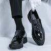 Men's shoes loafers fashion 46 large size new business dress leather shoes trend British style glossy overshoes