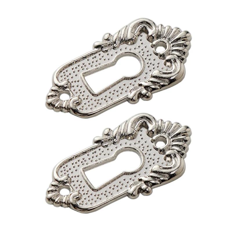 2 Stuks Antieke Sleutelgat Afdekkingen 45x23mm Lade Slotkop Plaatje Hoek Decoratieve Hoek Code Slot Legering Plaat voor Houten Sieradenkistjes