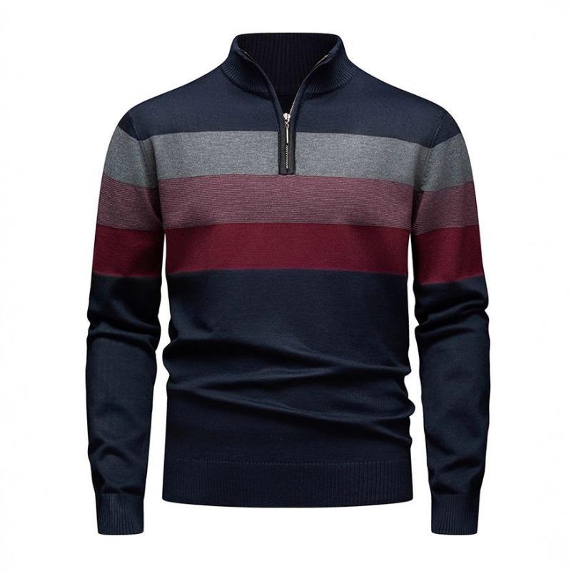 Men Slim Fit Stand Collar Long Sleeve Warm Pullover Casual Knit Sweater