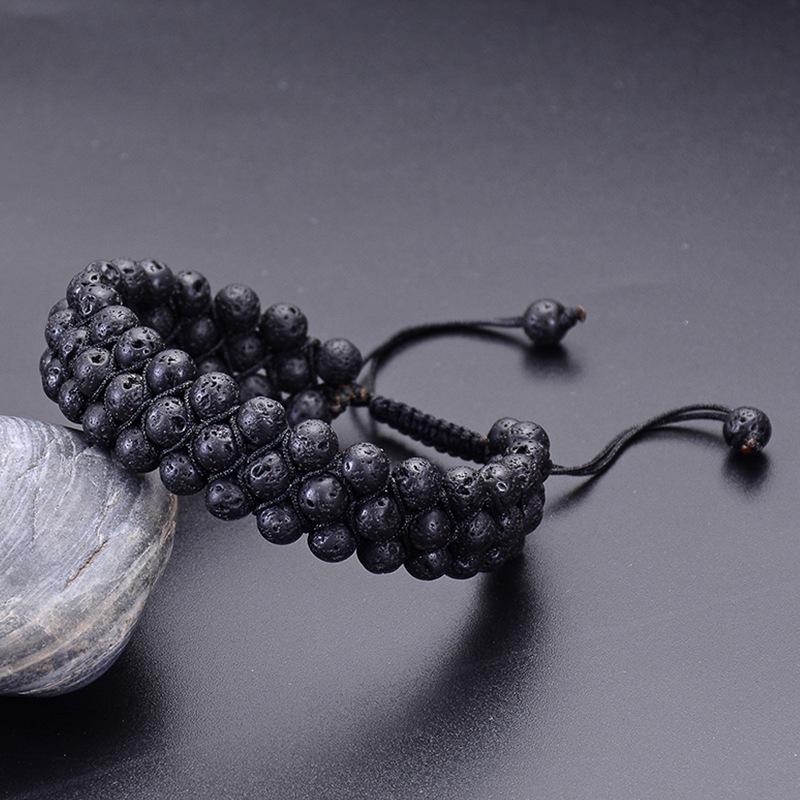 JYL TS Bracelet Triple-Layer Volcano Stone  Braided Enhances Vitality & Protection 6MM volcanic