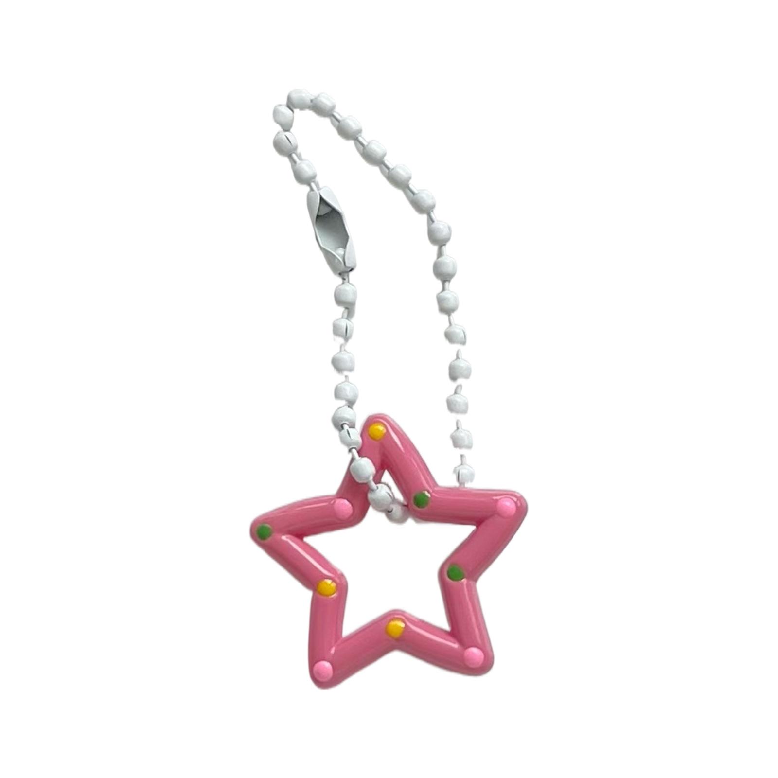 

Stylish Adorable Acrylic Star Dot Keychain Fun and Unique Hollow Star Charm Keyring Summer Holiday Ornament Jewelry рожевий червоний колір