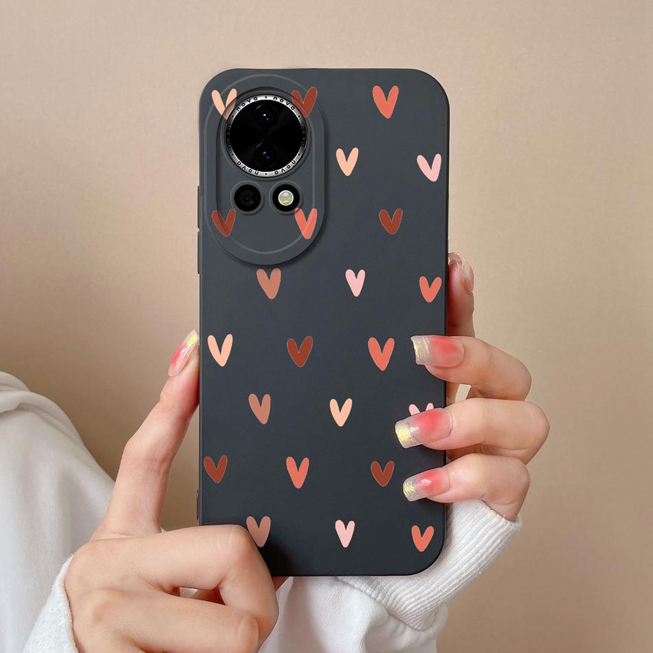 For Huawei Nova 12 Pro Ultra Phone Case Love Heart Liquid Silicone Camera Protection Back Cover For Huawei Nova12 12Pro 12Ultra
