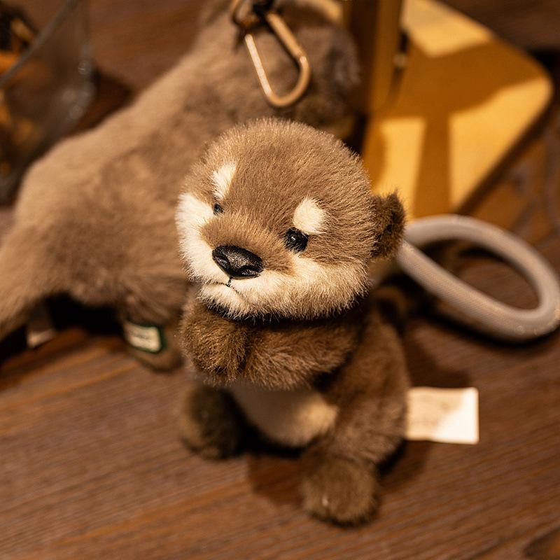 *Cute Otter Plush Keychain Realistic Stuffed Otter Animal Pendant Doll Soft Plushies Key Ring for Bag Decoration Gifts Girl