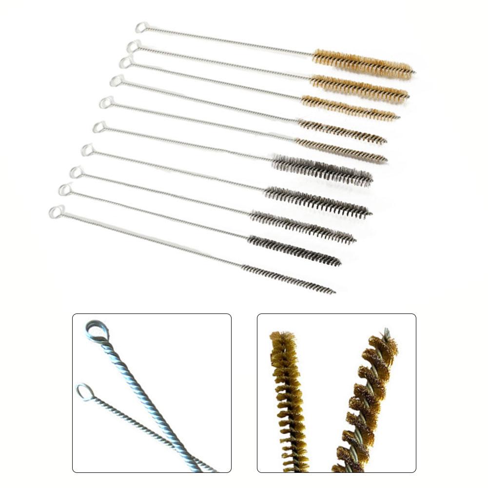 5/10pcs Cleaning Brushes Stainless Steel Brass Cylinder Wire Tube Pipe Cleaning Brush For Power Drill Descaling Rust Removal