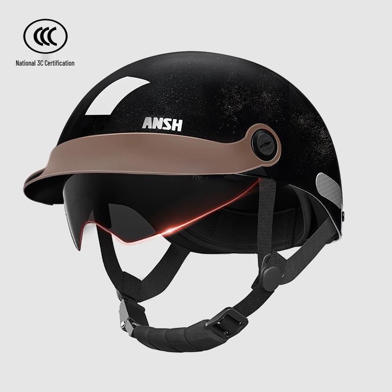 Certified Unisex Electric Vehicle Helmet - Lightweight, Sun-Protective, All-Season Motorcycle Half Helmet for Adults