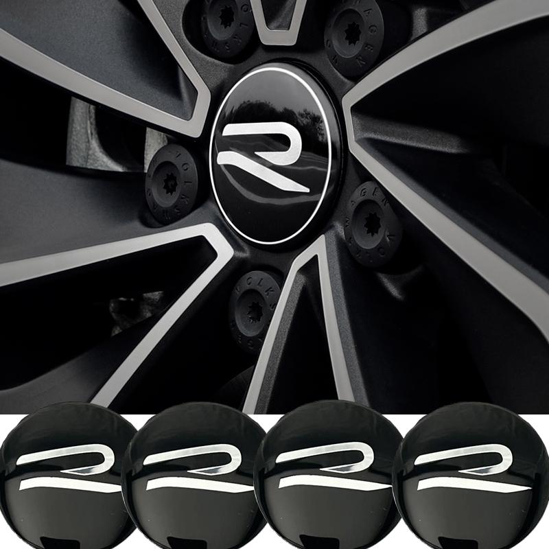 For Car R Emblem Wheel Center Hub Cap Sticker Accessories Volkswagen VW R-line GTI Polo Golf Touareg Passat Magotan Tiguan Jetta ZOPQR1