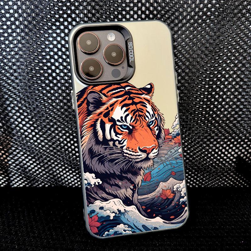 

Japanese Ocean Waves Art Fierce Tiger Phone Case For iPhone 13 Mini 12 11 Pro Max 16 15 14 Pro Max Plus Shockproof Laser Covers iphone 13Mini