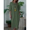 BITCED Fashion Summer Spring Solid Color Print 1/2 Sleeves  V-Neck Casual Dresses