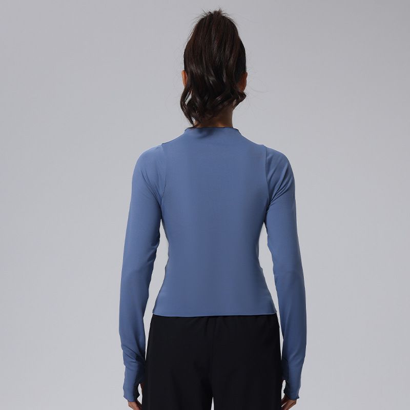 Small Turtleneck Yoga Clothes Women's Long-Sleeved Tight Spring and Autumn Workout Clothes Running Bottoming Shirt Tops Sports Long Sleeves T-shirt