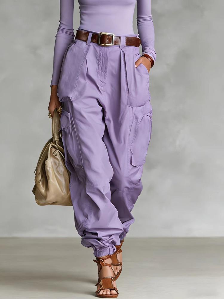 

Beige Utility Wide Leg Pants XXL лаванда фіолетовий колір