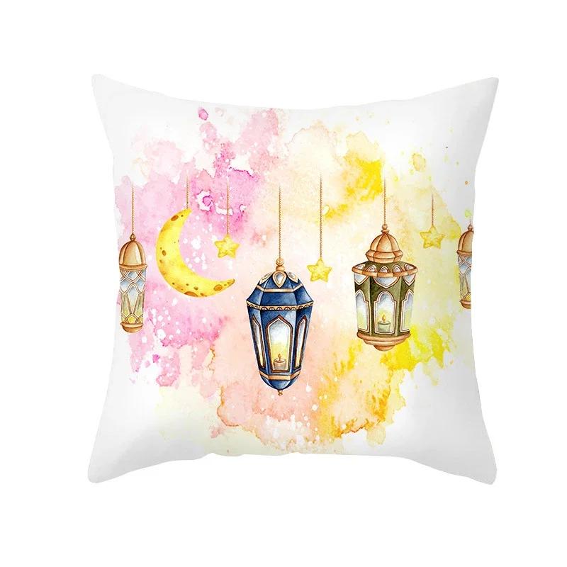 X Ramadan Islamic Muslim Printed Cushion Cover for Home Living Room Sofa Decoration Square Polyester Pillowcase