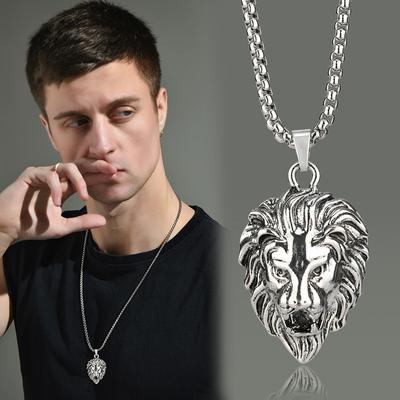 Roaring Lion Head Cool Men Titanium Steel Necklace Hip Hop Punk Street Hipster Nightclub Hip Hop Pendant
