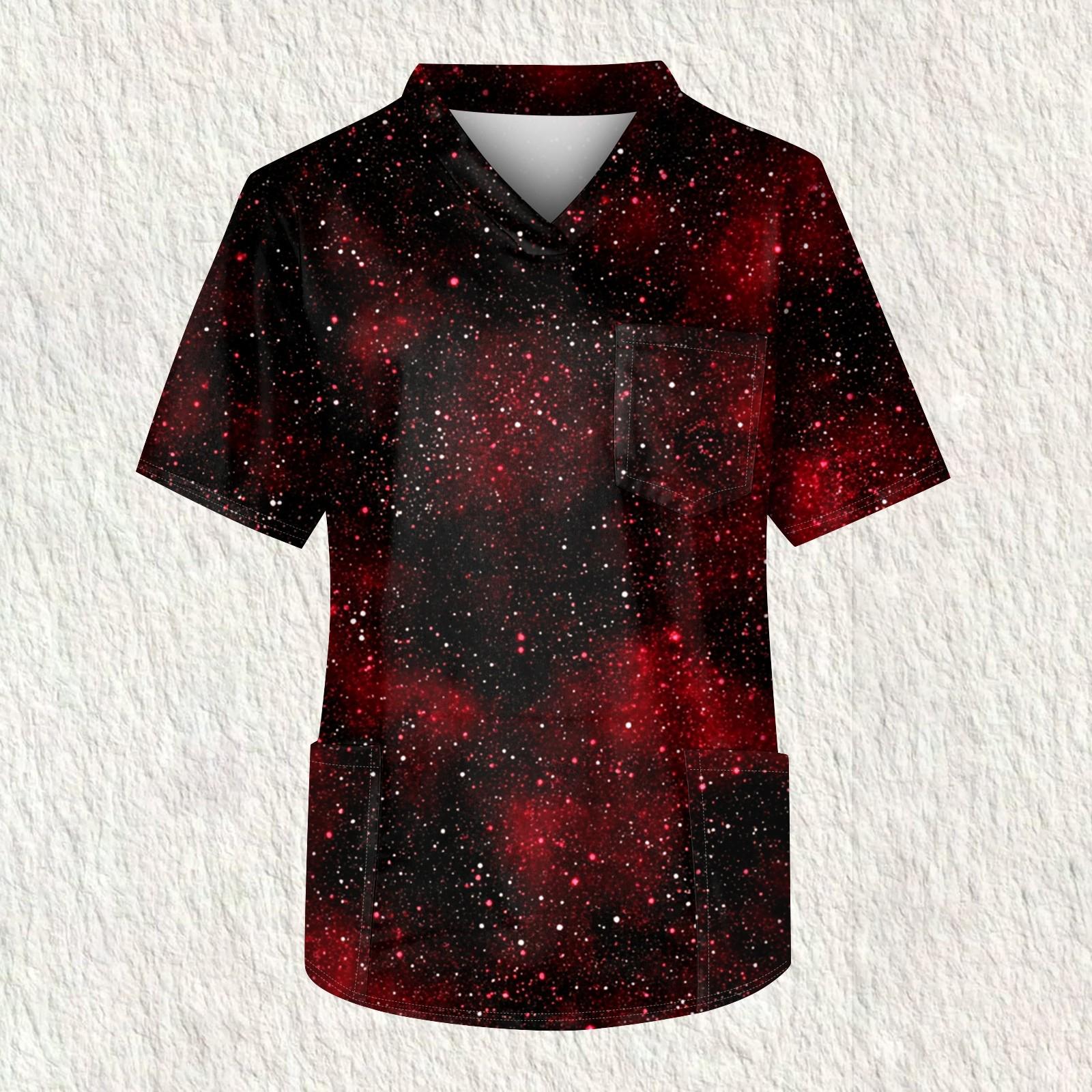 

Мужская рабочая блузка с короткими рукавами и v-образным вырезом с принтом, топ с нагрудным карманом XXXXXL чёрный