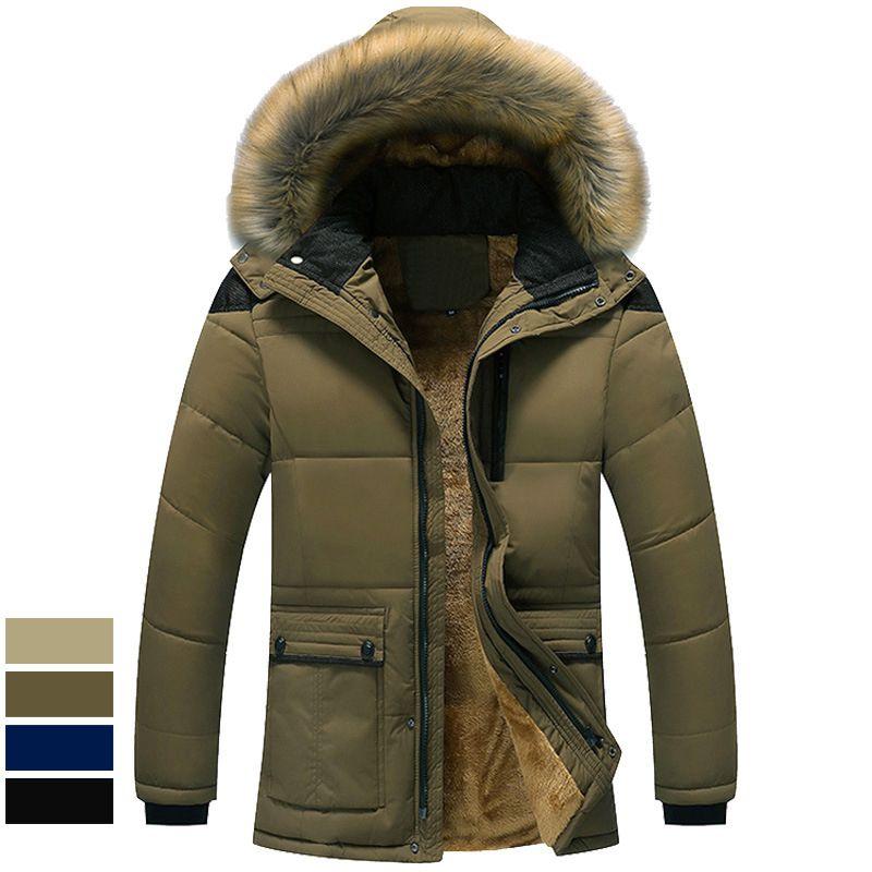 Men's Military Coat Thicken Warm Outwear Parka Hooded Jacket Outdoor Winter Fashion
