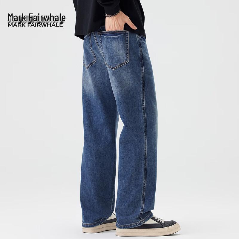 Mark Fairwhale Men's American Retro Straight-Leg Washed Distressed Jeans