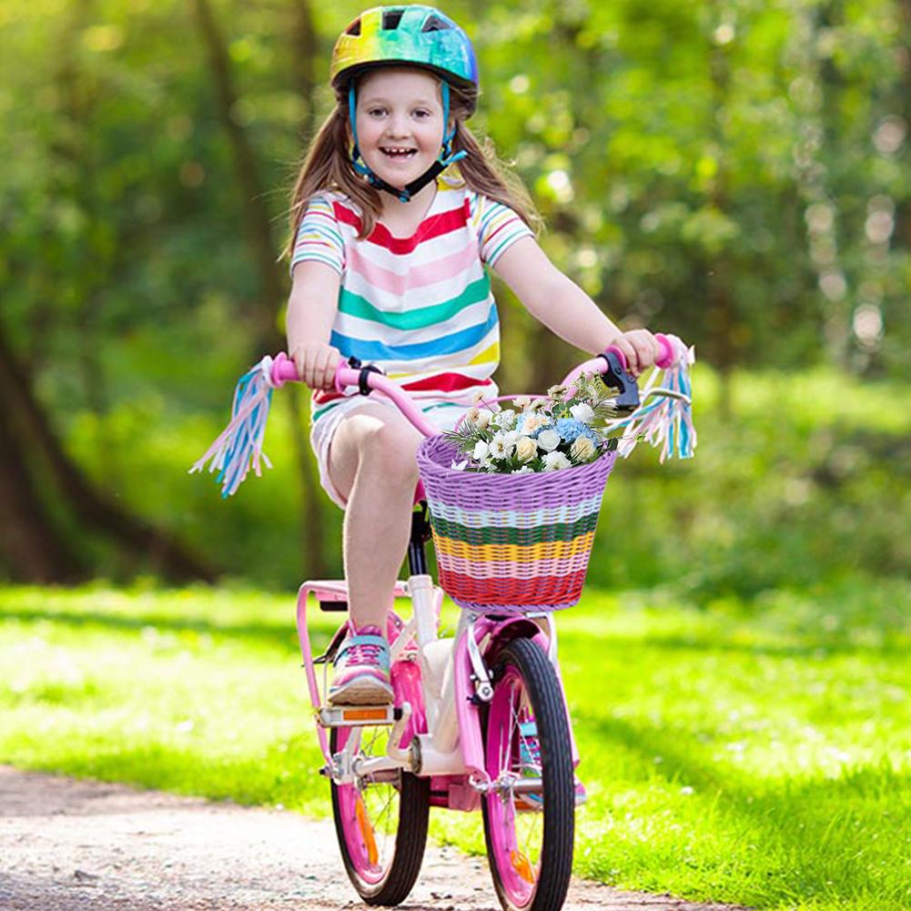 Kids Bike Basket Cycling Handlebar Pouch Bicycle Wicker Baskets Child Scooter Front Storage Basket Children Bike Carrier Bags