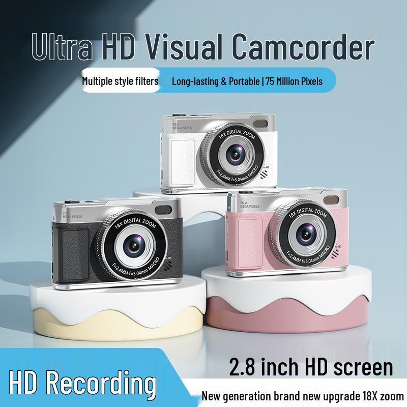 Retro 5K Mirrorless Digital Camera with Flip Screen & HD CCD for Selfies