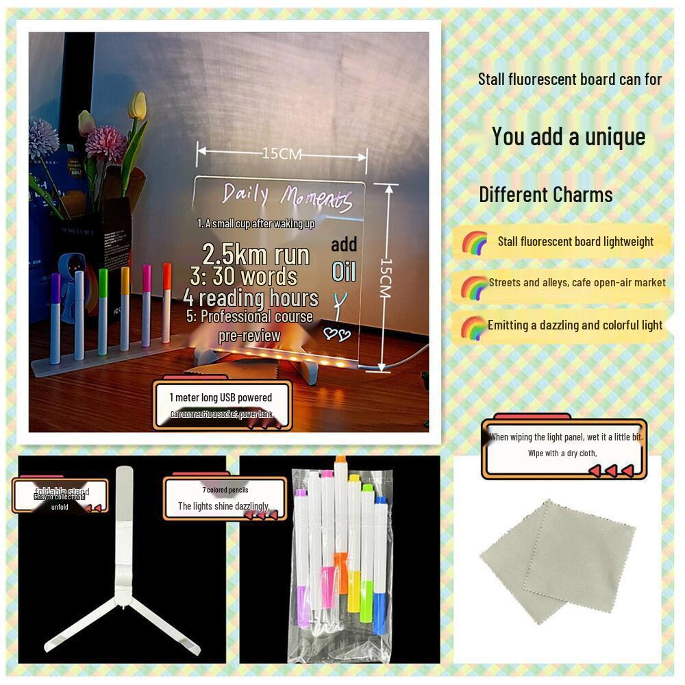 Kids' DIY Luminous Acrylic Message Board: Light-Up Drawing & Writing Display