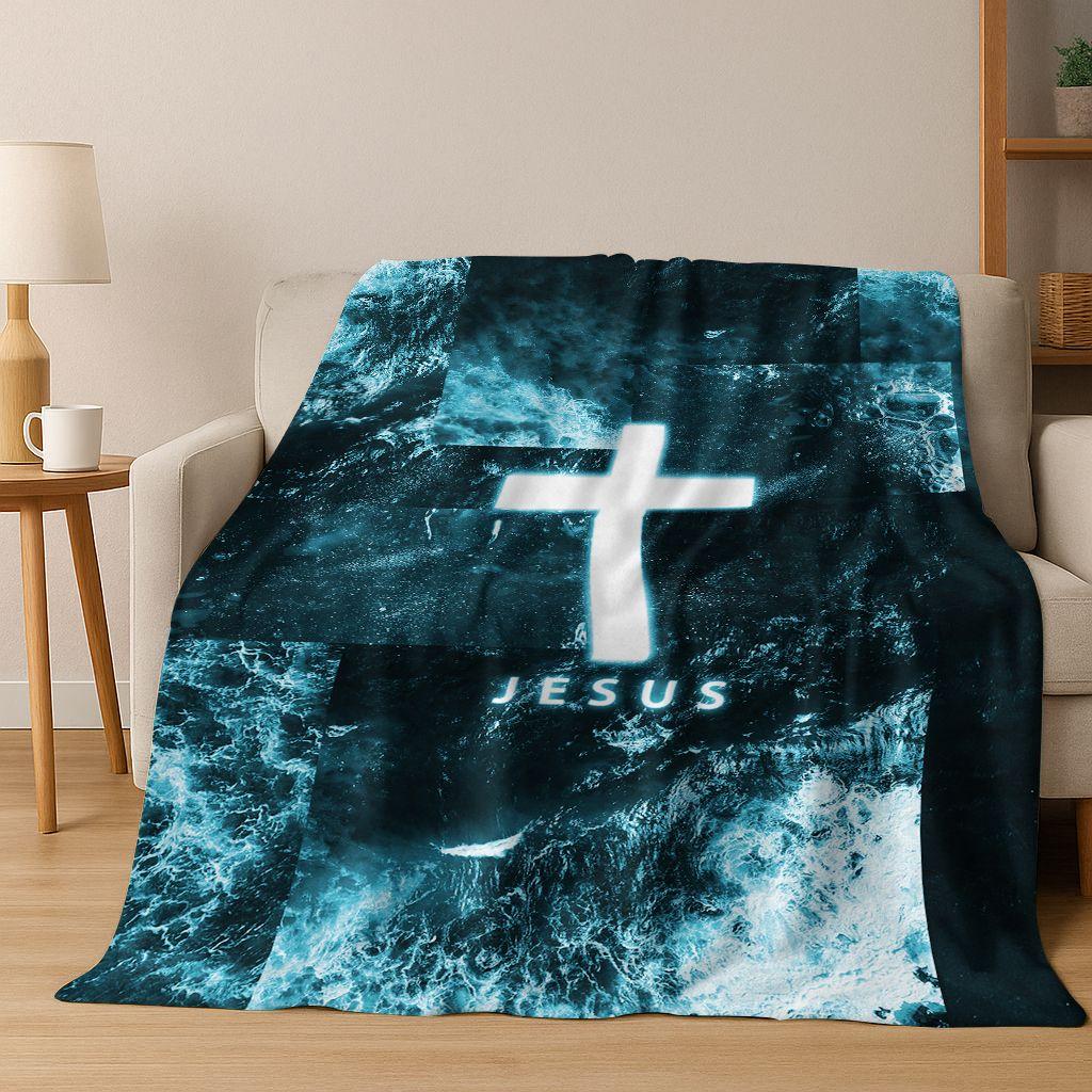 New Belief Cross Holy Bible Pray Jesus Flannel Blanket,Cozy Soft Throw Blanket for Home Bedroom Bed Sofa Picnic Cover Kids Gift