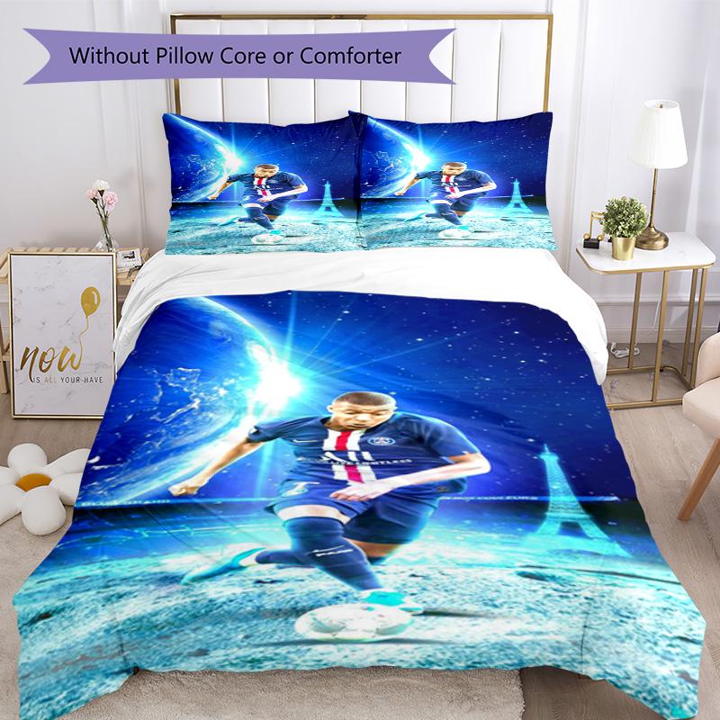 Star Player Kylian Mbappé Comforter Cover Set Design for Playroom Machine Washable Perfect Gift for Friends Family