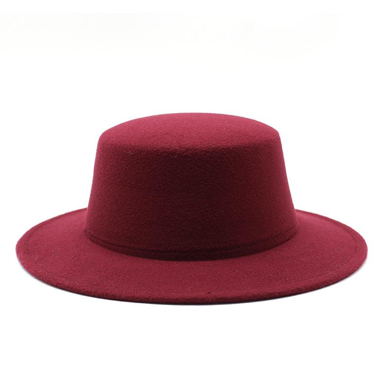 European, American And British Style Flat Top Top Hat, Autumn And Winter Parent-Child Big-Brimmed Gentleman'S Hat, Men'S Fashion Woolen Hat