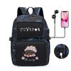 Anime Printed Canvas Backpack Teens Students 13-inch Laptop School Bag Streetwear Style Unisex
