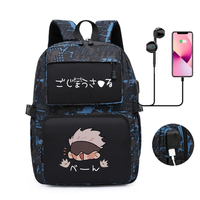 Anime Printed Canvas Backpack Teens Students 13-inch Laptop School Bag Streetwear Style Unisex