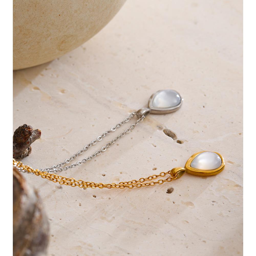 Eetit 2025 Shell Teardrop Pendant Necklace for Women Stainless Steel High Quality Popular Jewelry Accessories Gift