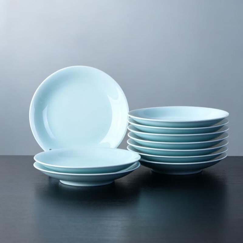 Jingdezhen Celadon Ceramic 6-inch Dinner Plate Set of 10