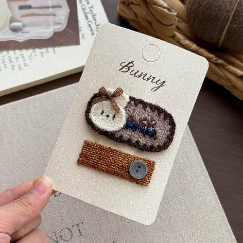 Autumn Retro Coffee Color Love Bow Hairpin Temperament All-match Children's Hair Accessories Side Bangs Hairpin Headdress