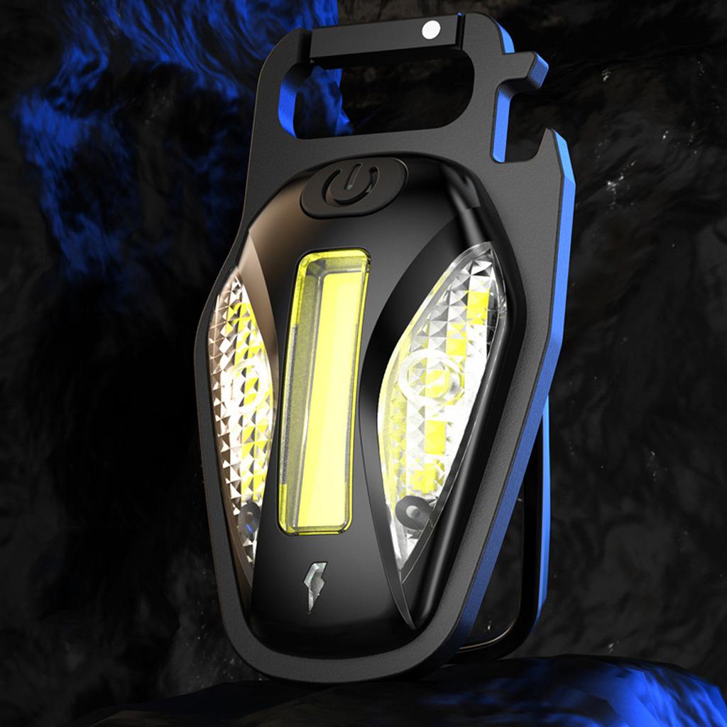 Starkes Licht, tragbarer Schlüsselanhänger, kleine Taschenlampe, USB-Aufladung, für Haus, Camping, Zuhause, starkes magnetisches Arbeitslicht